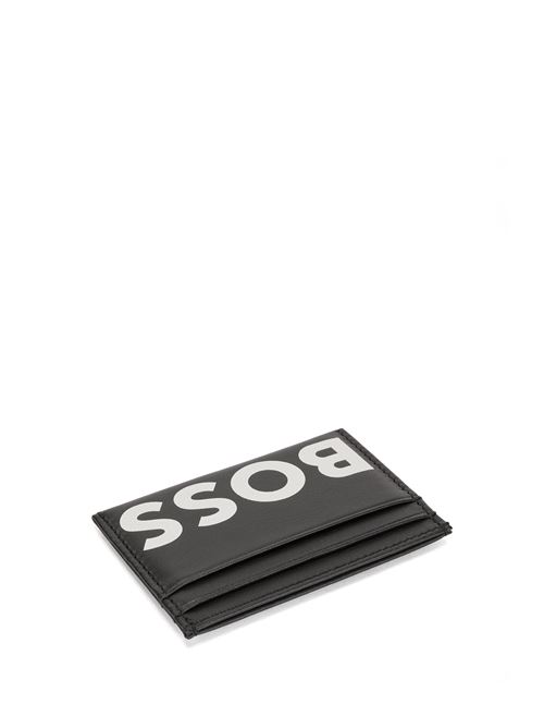 HAMMERED LEATHER CARD HOLDER WITH CONTRASTING LOGO HUGO BOSS | 50470815  BIG BC_S.002